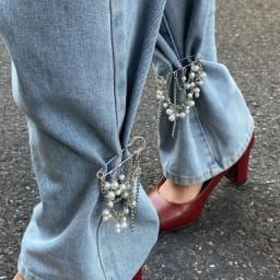 Salircon Fashion Elegance Imitation Pearl Tassel Ankles Chain Women Detachable Jeans Brooch Chain Clothing Jewelry Accessories