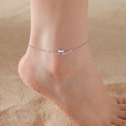 Lemegeton Lovely Walking Cat Aircraft Charms Anklet Foot Bracelet for Women Animal Kitten Chain Stainless Steel Jewelry Gift