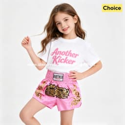 Muay Thai Fight Shorts Pink Kickboxing Shorts Men Women Kids Boxing Shorts Gold Embroidery Dancing Boxing Training Match Pants