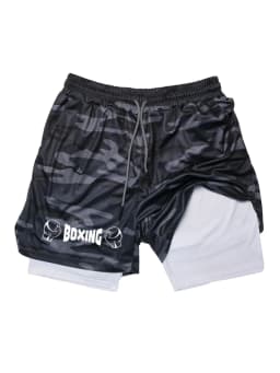 2025 New Men's Summer Boxing Shorts Fitness and Sports 2-in-1 Shorts Breathable Sports Training Shorts