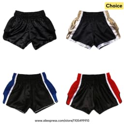 Plain Muay Thai Shorts Kids Women Men Boxing Competition Pants Breathable Satin BJJ MMA Sparring Kickboxing Training Sports Gear