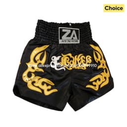 Black Red Muay Thai Shorts Satin Boxing Shorts Men Women Kids Embroidery MMA Martial Arts Kickboxing Cage Fight Training Pants