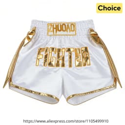 Muay Thai Boxing Shorts Bow Tie Ribbon Satin Elastic Waist Kickboxing Pants Martial Arts MMA Fight Shorts Adult Men Women Kids