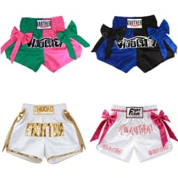 Bow Ribbon Thai Boxing Shorts Women Men Kids Muay Thai Fight Training Shorts MMA Kickboxing Sparring Boxing Competition Pants
