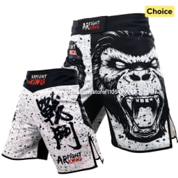 Animal Print MMA Shorts Fight Grappling Shorts BJJ Jiu-Jitsu Martial Arts Gym Fitness Training Trunk Men Kickboxing Boxing Pants