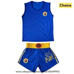 Muay Thai Boxing Shorts Shirt Set Breathable Sanda Wushu Martial Arts Kungfu Clothing MMA Kickboxing Sparring Fighting Uniform