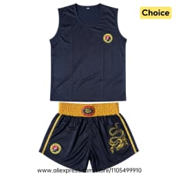 Muay Thai Boxing Shorts Shirt Set Breathable Sanda Wushu Martial Arts Kungfu Clothing MMA Kickboxing Sparring Fighting Uniform