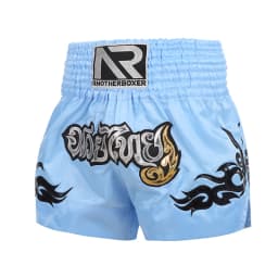 Short Muay Thai Man Kick Boxing Shorts Women Kid Gold Embroidery Satin Kickboxing Cage Fight Pants Black MMA Martial Arts Gear
