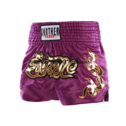 Short Muay Thai Man Kick Boxing Shorts Women Kid Gold Embroidery Satin Kickboxing Cage Fight Pants Black MMA Martial Arts Gear