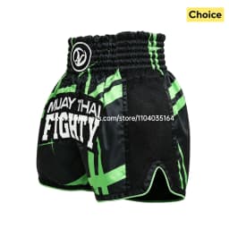 Boxing Shorts Classic Muay Thai Shorts Male Female Boy Girl Martial Arts Sparring Kickboxing Cage Fight Training MMA Pants Green