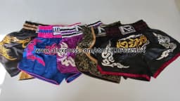 Muay Thai Shorts Multicolor Thai Boxing Shorts Men Women Kids Martial Arts MMA Training Competition Fight Kickboxing Pants Black