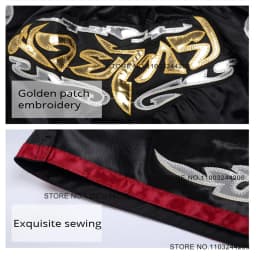 Muay Thai Shorts Multicolor Thai Boxing Shorts Men Women Kids Martial Arts MMA Training Competition Fight Kickboxing Pants Black