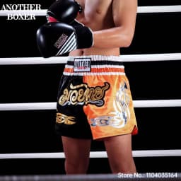 Muay Thai Shorts Multicolor Thai Boxing Shorts Men Women Kids Martial Arts MMA Training Competition Fight Kickboxing Pants Black