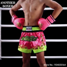 Muay Thai Shorts Multicolor Thai Boxing Shorts Men Women Kids Martial Arts MMA Training Competition Fight Kickboxing Pants Black