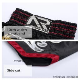 Muay Thai Shorts Multicolor Thai Boxing Shorts Men Women Kids Martial Arts MMA Training Competition Fight Kickboxing Pants Black