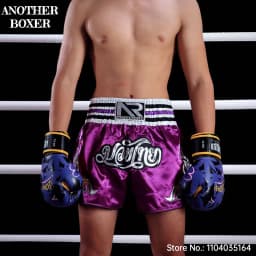 Muay Thai Fight Shorts Shiny Satin Embroidery Boxing MMA Kickboxing Gym Training Trunks Bow Decor Martial Arts Workout Shorts