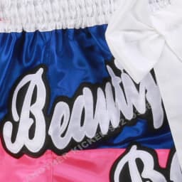 Muay Thai Fight Shorts Shiny Satin Embroidery Boxing MMA Kickboxing Gym Training Trunks Bow Decor Martial Arts Workout Shorts