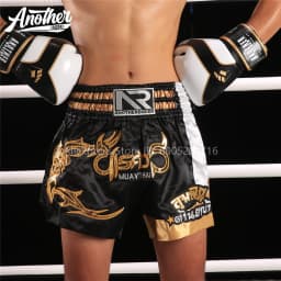 Men’s Short Muay Thai Boxing MMA Shorts, Kids Women Wide Waistband for Fight Trunks for Kickboxing BJJ Sparring Daily Training