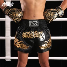 Men’s Short Muay Thai Boxing MMA Shorts, Kids Women Wide Waistband for Fight Trunks for Kickboxing BJJ Sparring Daily Training