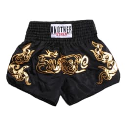 Muay Thai Shorts Satin Gold Embroidery Kickboxing Boxing Trunks Elastic Waist Fight Shorts for Men Women Kids Training Sparring