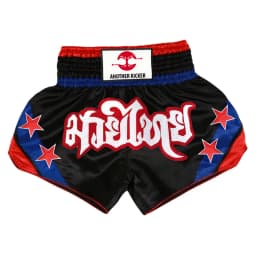 Muay Thai Shorts Satin Gold Embroidery Kickboxing Boxing Trunks Elastic Waist Fight Shorts for Men Women Kids Training Sparring