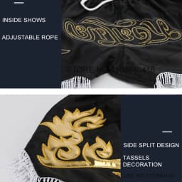 Short Muay Thai Tassels Boxing Shorts Satin Men's Women's Child MMA Martial Arts Boxeo Clothes Gym Cage Fight Kickboxing Pants