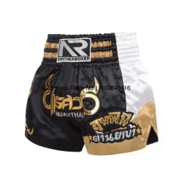Short Muay Thai Tassels Boxing Shorts Satin Men's Women's Child MMA Martial Arts Boxeo Clothes Gym Cage Fight Kickboxing Pants