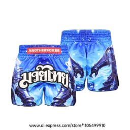 Men Women’s Muay Thai Boxing Shorts Blue Polar Bear Graphic Kickboxing Shorts Lightweight Satin Fight Shorts for Muay Thai MMA