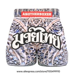 Men Women’s Muay Thai Boxing Shorts Blue Polar Bear Graphic Kickboxing Shorts Lightweight Satin Fight Shorts for Muay Thai MMA