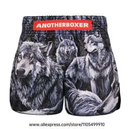 Men Women’s Muay Thai Boxing Shorts Blue Polar Bear Graphic Kickboxing Shorts Lightweight Satin Fight Shorts for Muay Thai MMA