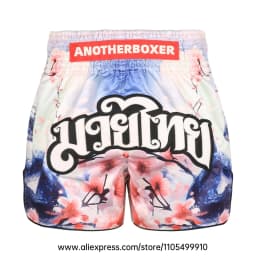 Men Women’s Muay Thai Boxing Shorts Blue Polar Bear Graphic Kickboxing Shorts Lightweight Satin Fight Shorts for Muay Thai MMA
