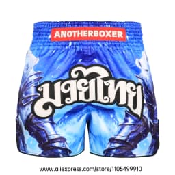 Men Women’s Muay Thai Boxing Shorts Blue Polar Bear Graphic Kickboxing Shorts Lightweight Satin Fight Shorts for Muay Thai MMA