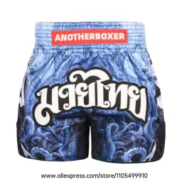 Men Women’s Muay Thai Boxing Shorts Blue Polar Bear Graphic Kickboxing Shorts Lightweight Satin Fight Shorts for Muay Thai MMA