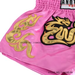 Shorts for Thai Boxing Embroidery Muay Thai Pants Men Women Kids Embroidery Satin Sparring Kickboxing Cage Fighting Shorts Pink