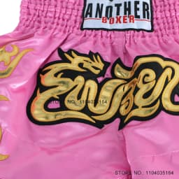 Shorts for Thai Boxing Embroidery Muay Thai Pants Men Women Kids Embroidery Satin Sparring Kickboxing Cage Fighting Shorts Pink