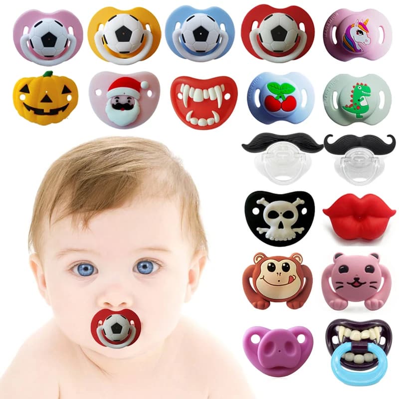 Silicone Funny Nipple Football Pacifier Baby Soother Toddler Orthodontic Nipples Cute Pattern Teether Feeding No Nano Silver