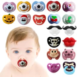Silicone Funny Nipple Football Pacifier Baby Soother Toddler Orthodontic Nipples Cute Pattern Teether Feeding No Nano Silver