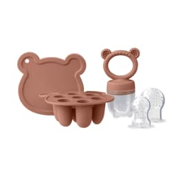 Baby Teething Relief Toy with Tray Replacement Pacifiers Breast Milk Ice Pop Molds Silicone Baby Fruit Feeder BPA-Free
