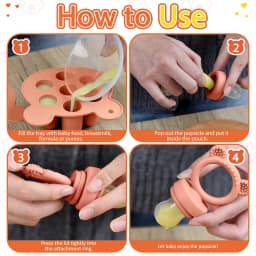 Baby Teething Relief Toy with Tray Replacement Pacifiers Breast Milk Ice Pop Molds Silicone Baby Fruit Feeder BPA-Free