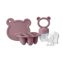 Baby Teething Relief Toy with Tray Replacement Pacifiers Breast Milk Ice Pop Molds Silicone Baby Fruit Feeder BPA-Free