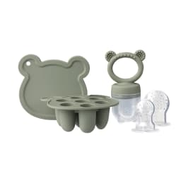 Baby Teething Relief Toy with Tray Replacement Pacifiers Breast Milk Ice Pop Molds Silicone Baby Fruit Feeder BPA-Free