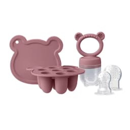 Baby Teething Relief Toy with Tray Replacement Pacifiers Breast Milk Ice Pop Molds Silicone Baby Fruit Feeder BPA-Free