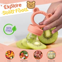 Baby Teething Relief Toy with Tray Replacement Pacifiers Breast Milk Ice Pop Molds Silicone Baby Fruit Feeder BPA-Free