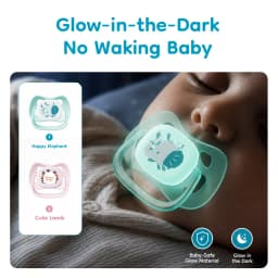 MAMIJOY Baby Pacifier Day & Night 2PCS Food Grade Silicone BPA-Free Glow in Dark with Storage Box for 6+ Month Newborn UA20