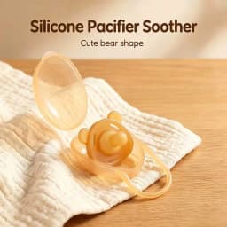 Bear Pacifier with Portable Storage Case, Soft Silicone Newborn Soother, Durable Breathable Bear Ear Vent Teething Dummy