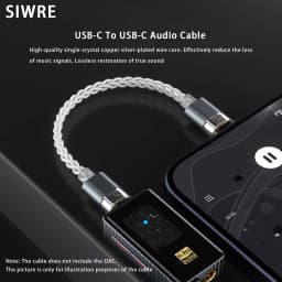 SIWRE OT1 USB-C To USB-C Audio Cable For Dongle DAC Portable Headphone Amp Silver-Plated Single Crystal Copper Type-c OTG Cables