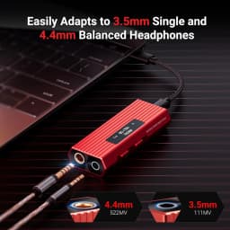 USB-C to AUX DAC Amp 3.5mm+4.4mm Hi-Res ES9028Q2M DSD256，For iPhone 15/16/17 Pro & Android