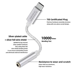 JCALLY JM12 Digital Audio Adapter Type-C to 3.5mm HIFI Sound DAC Decoder Headphone Amplifier for Phone PC Audio Cable