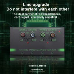 Professional 4-Channel Headphone Amplifier with RGB Lighting, Lossless Audio Monitoring Distributor