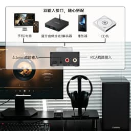 GIGAS 1 Compact Desktop Headphone Amp, Metal Chassis High Power Class AB Amp, Dual Input & Dual Output for Desktop HiFi Playback
